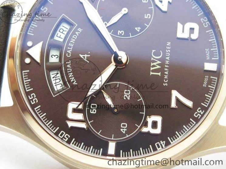 MIROTIME 0510 Popular Big Pilot Real PR IW502706 RG YLF 1:1 Best Edition Brown Dial On Calfskin Strap A 7223